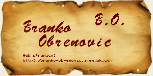 Branko Obrenović vizit kartica